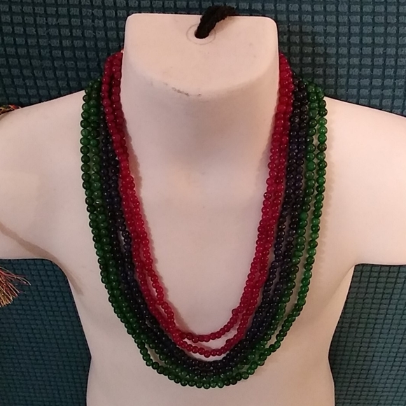 Necklace with jade lapis and rubi - Picture 2 of 4